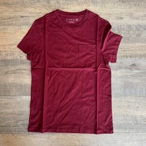 New LAKE Pajamas Mens Harbor Tee Burgundy‎ Pima Cotton Pocket T-Shirt XS